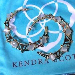 Kendra Scott Crescent Moon Slate/Gold Hoops